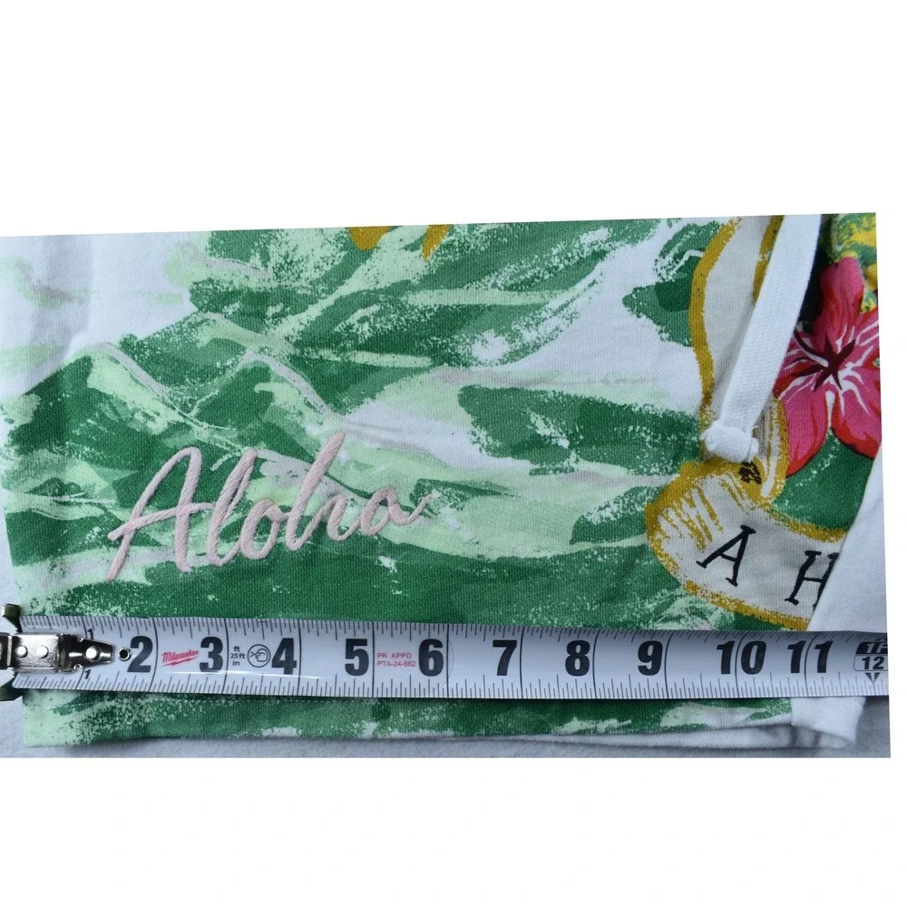 Hustle Gang Mens 2X White Tropical Aloha Graphic Sweat Shorts Drawstring Pocket